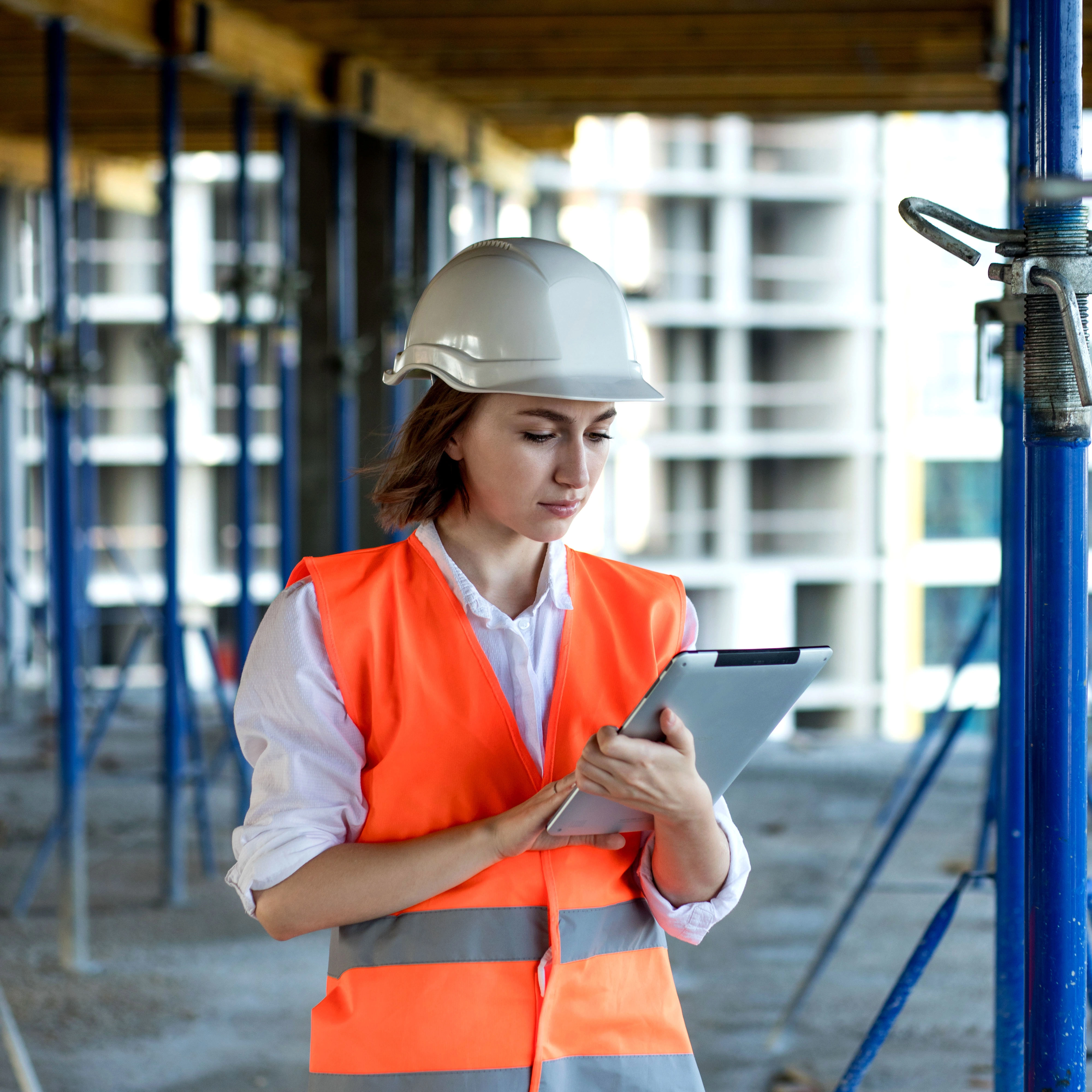Female Construction Engineer Architect With Tablet Computer Construction Site 2