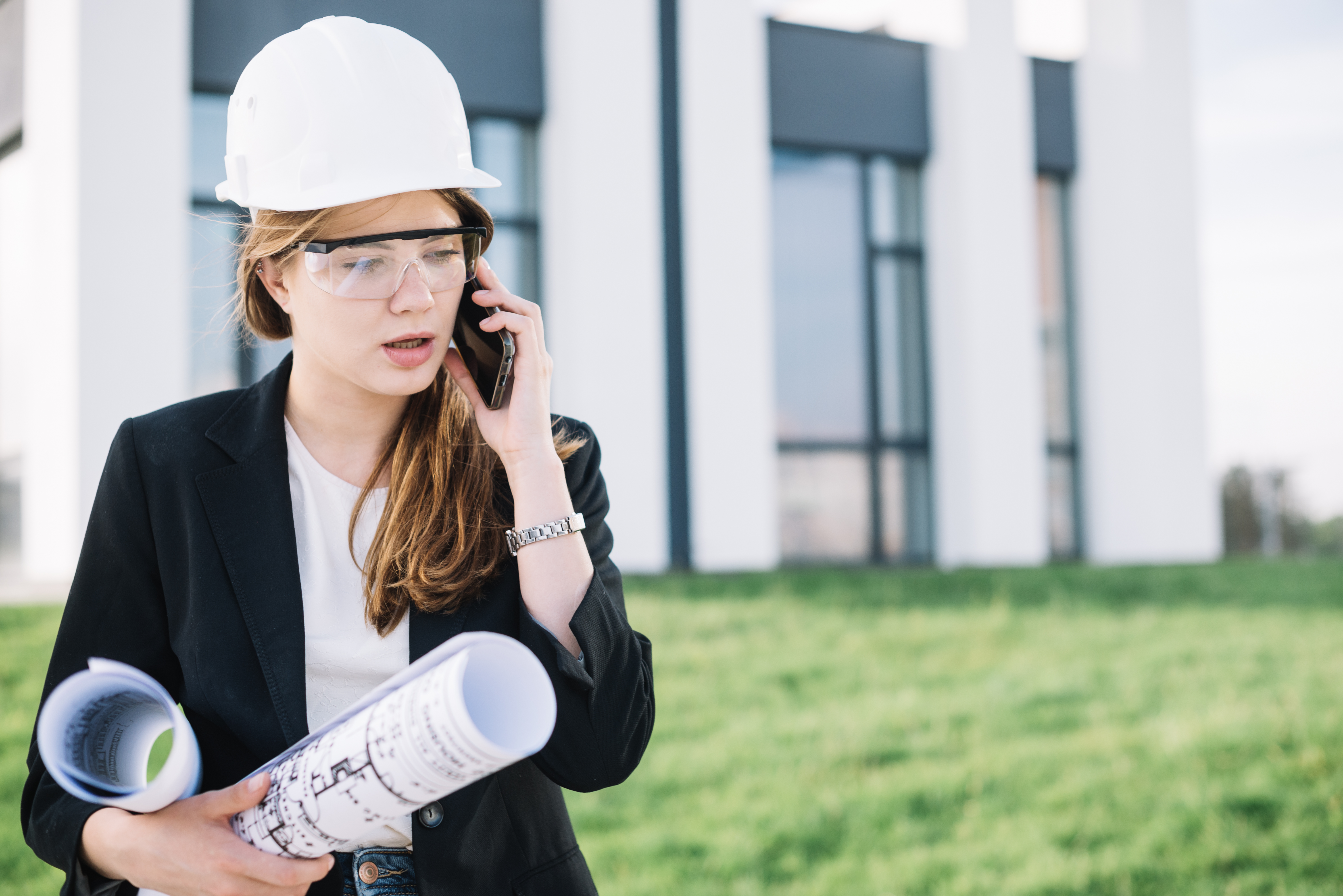 Builder Woman Talking Phone