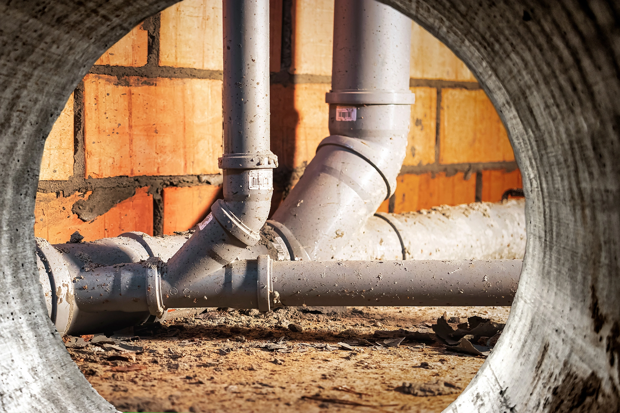 Sewer Pipes Home Basement System Gray Sanitary Pipes When Building House Sewer Installation Sewage Disposal 2